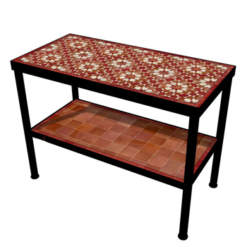Mosaic House Moroccan tile Back Office Table 1-7-4 White,   Rust,   Red,    solid zellige, mosaic, zellij, field, pattern, glaze 